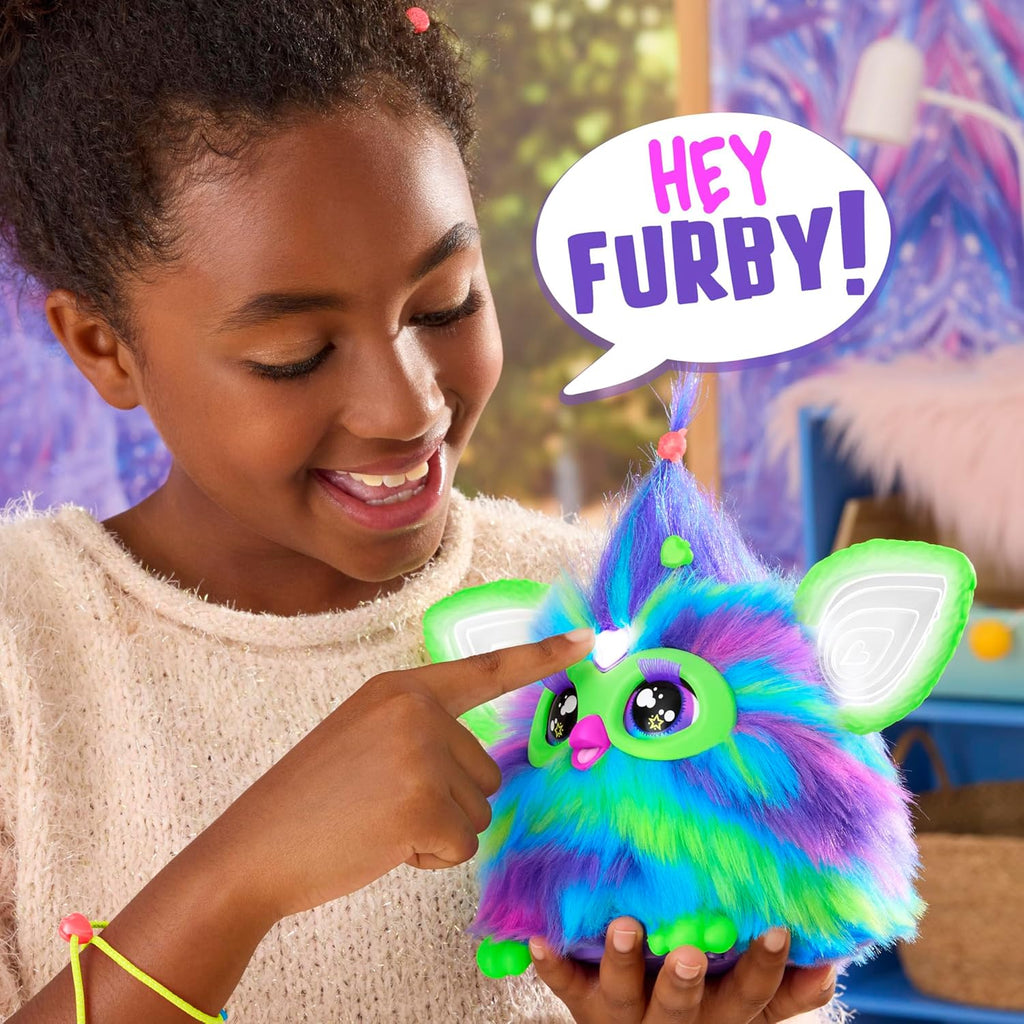 Furby Galaxy Edition – Glow in the Dark Interactive Plush Toy with 15 Fashion Accessories