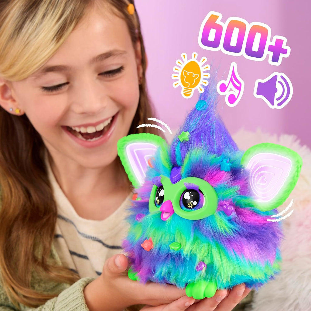 Furby Galaxy Edition – Glow in the Dark Interactive Plush Toy with 15 Fashion Accessories