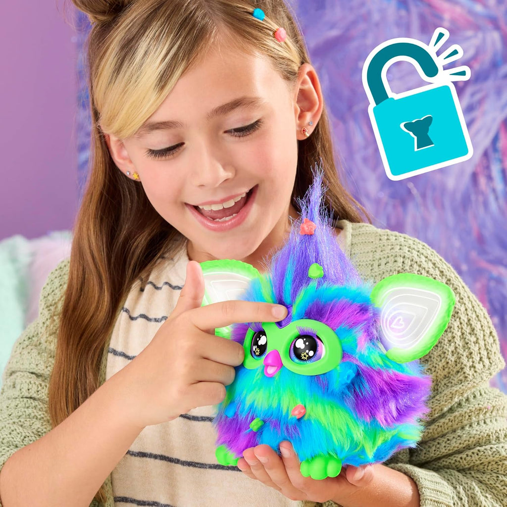 Furby Galaxy Edition – Glow in the Dark Interactive Plush Toy with 15 Fashion Accessories