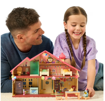 Bluey Celebration Home Playset with Exclusive Party Hat Bluey Figure, 11 Accessories & 2-Story Dollhouse