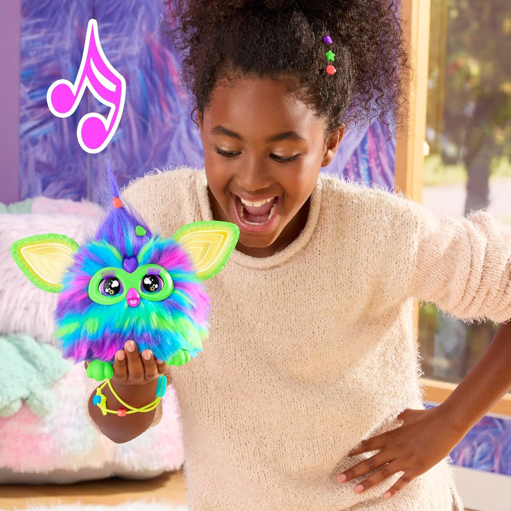 Furby Galaxy Edition – Glow in the Dark Interactive Plush Toy with 15 Fashion Accessories
