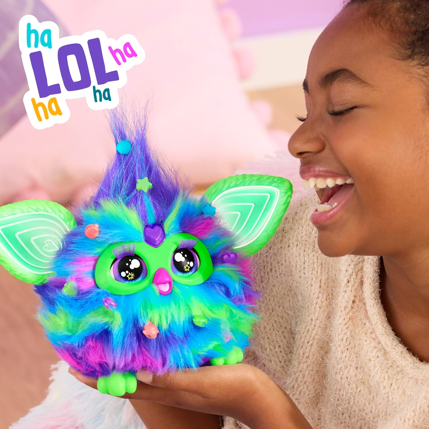 Furby Galaxy Edition – Glow in the Dark Interactive Plush Toy with 15 Fashion Accessories