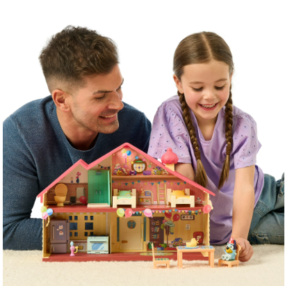 Bluey Celebration Home Playset with Exclusive Party Hat Bluey Figure, 11 Accessories & 2-Story Dollhouse