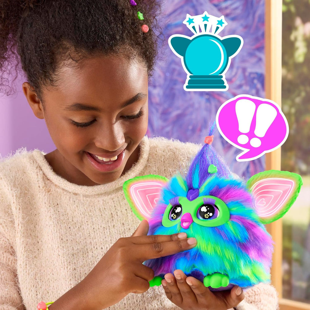 Furby Galaxy Edition – Glow in the Dark Interactive Plush Toy with 15 Fashion Accessories