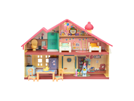 Bluey Celebration Home Playset with Exclusive Party Hat Bluey Figure, 11 Accessories & 2-Story Dollhouse