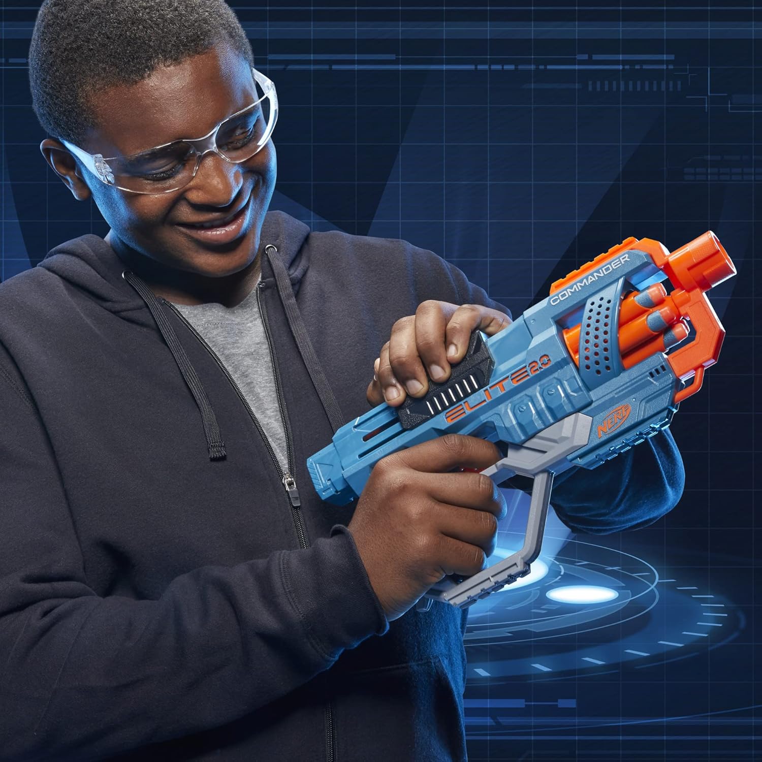 NERF Elite 2.0 Commander RD-6 Dart Blaster – 6-Dart Rotating Drum with 12 Official Darts