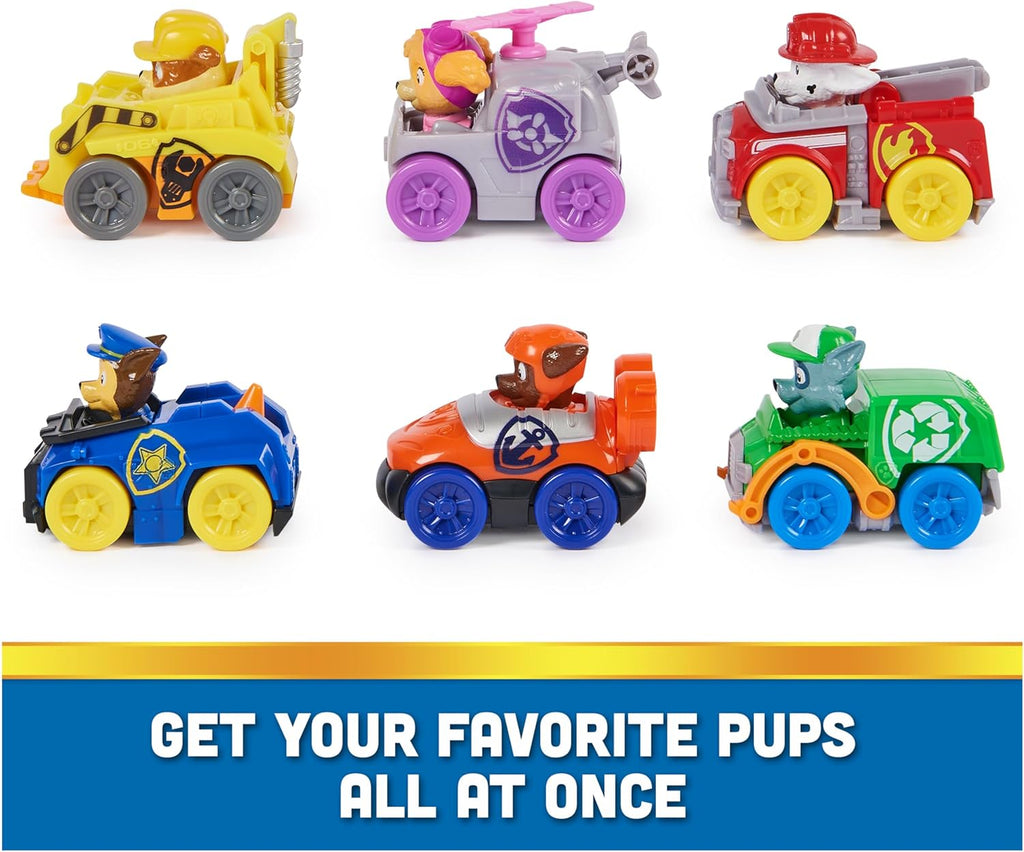 PAW Patrol Pup Squad Racers Vehicle Gift Set – 6 Mini Rescue Vehicles for Kids