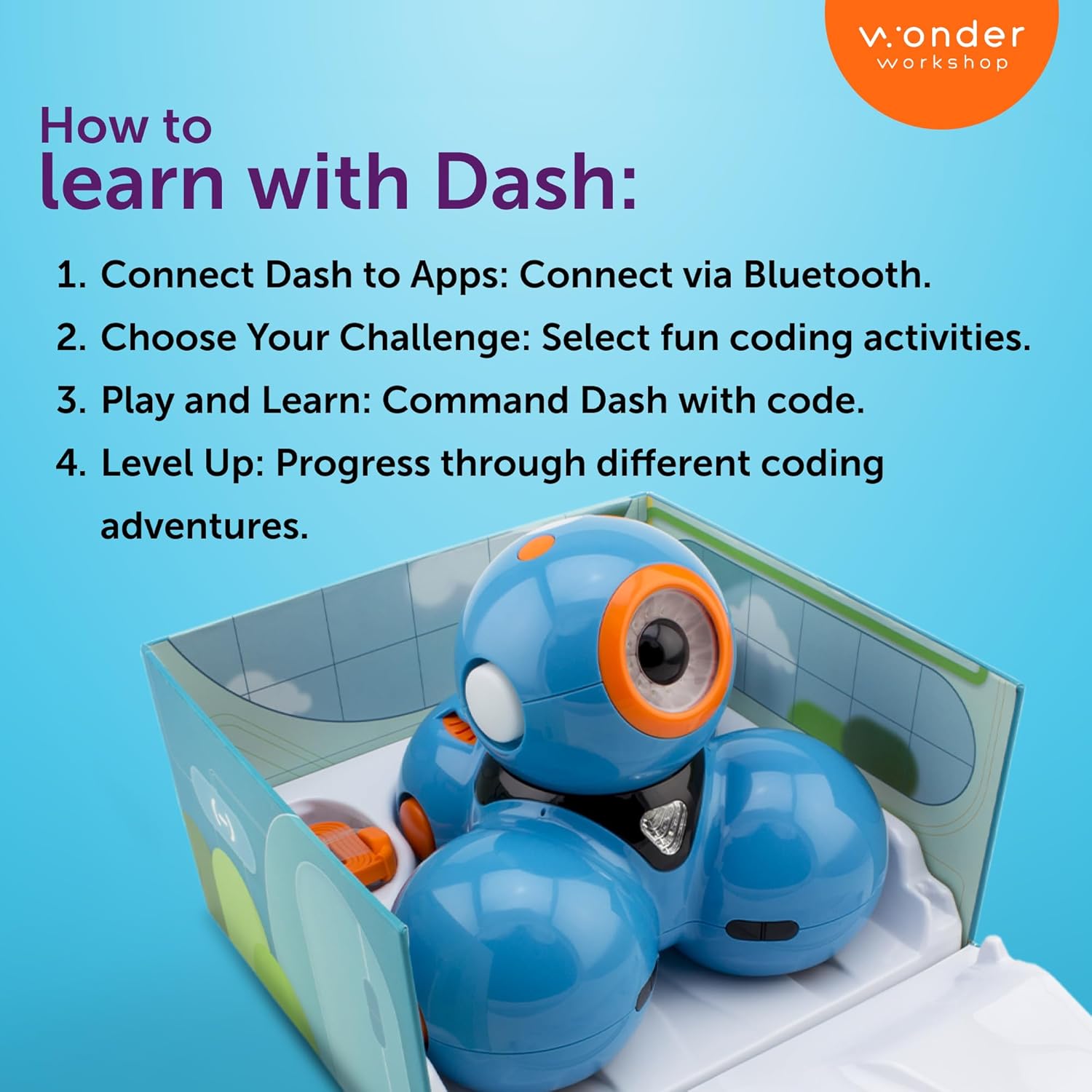 Wonder Workshop Dash Robot – Coding Robot for Kids STEM Learning, Interactive Programmable Educational Toy