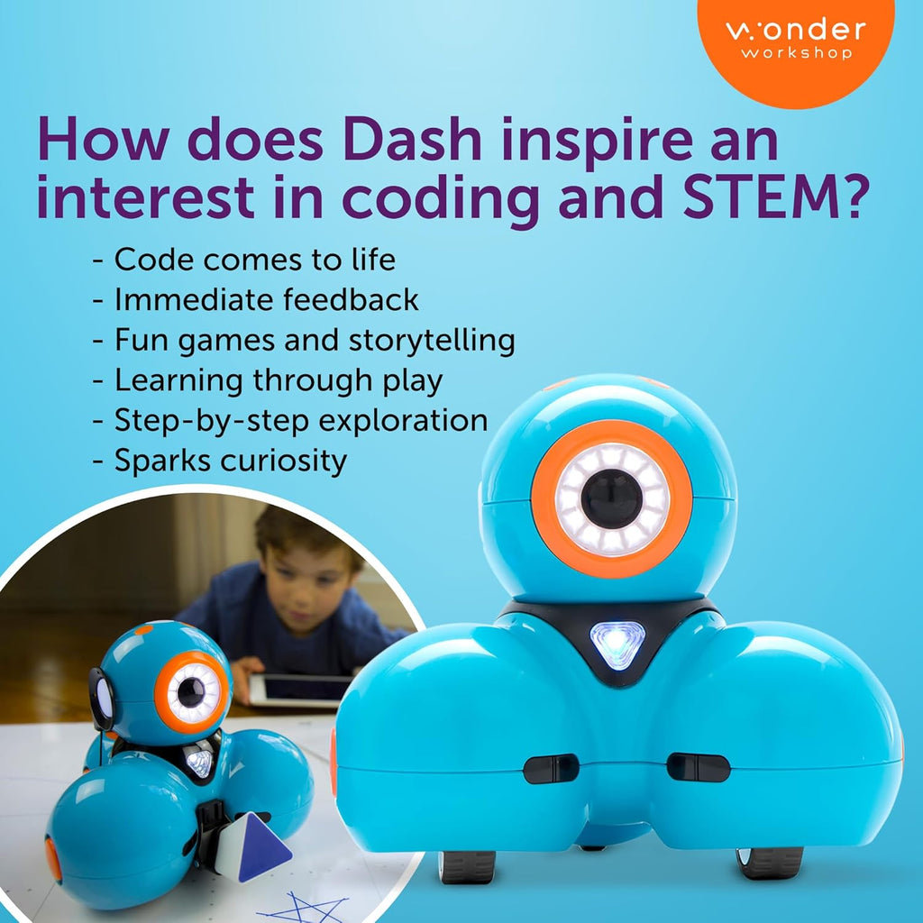 Wonder Workshop Dash Robot – Coding Robot for Kids STEM Learning, Interactive Programmable Educational Toy