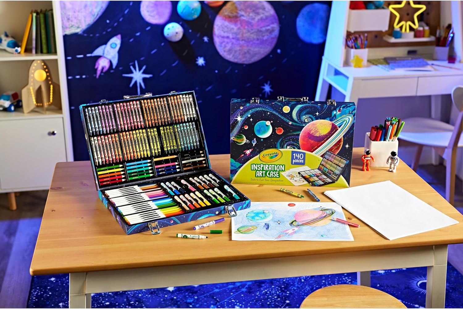 Crayola Inspiration Art Case Coloring Set – 140-Piece Space Theme Art Kit for Kids