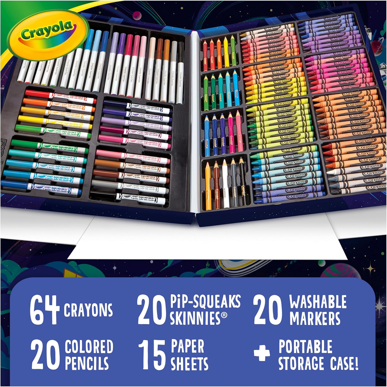 Crayola Inspiration Art Case Coloring Set – 140-Piece Space Theme Art Kit for Kids