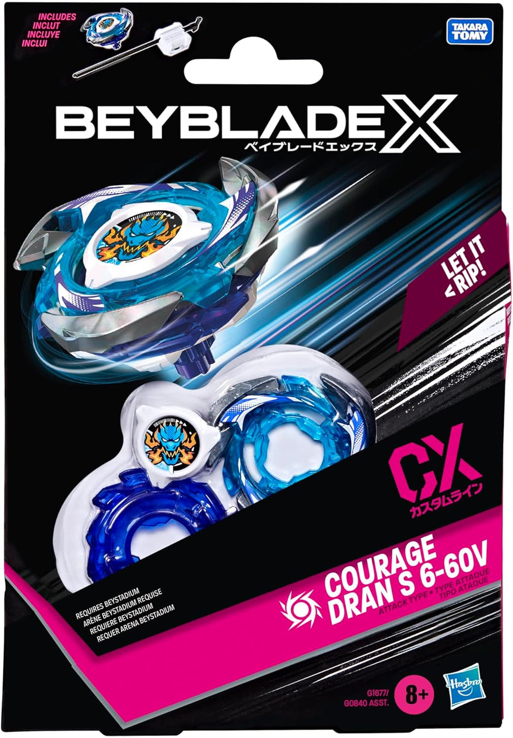 Beyblade X Courage S 6-60V CX Starter Pack Set with Attack Type Top & Launcher