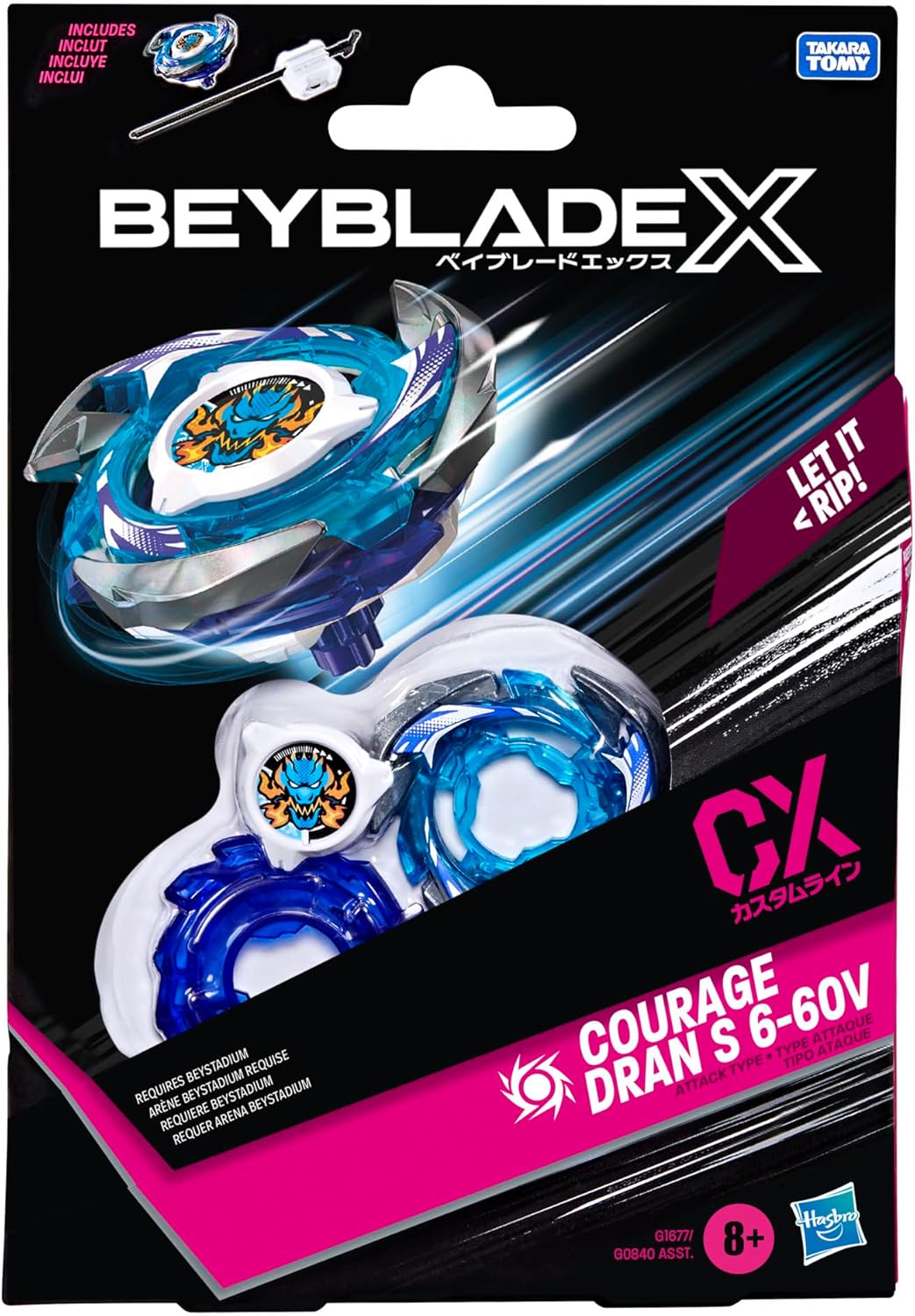 Beyblade X Courage S 6-60V CX Starter Pack Set with Attack Type Top & Launcher