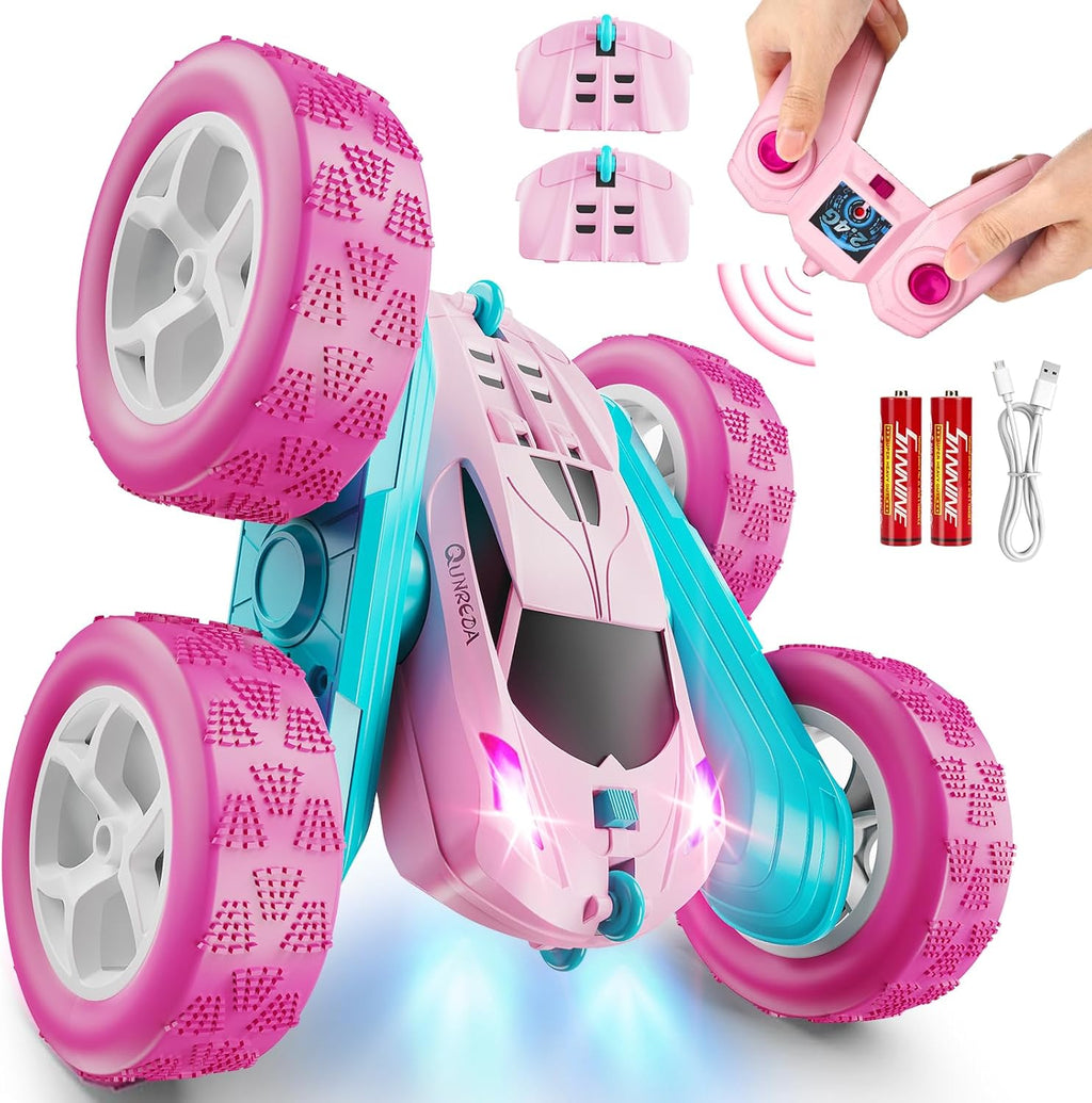 360° RC Stunt Car – 4WD Double-Sided Remote Control Racer with LED Headlights