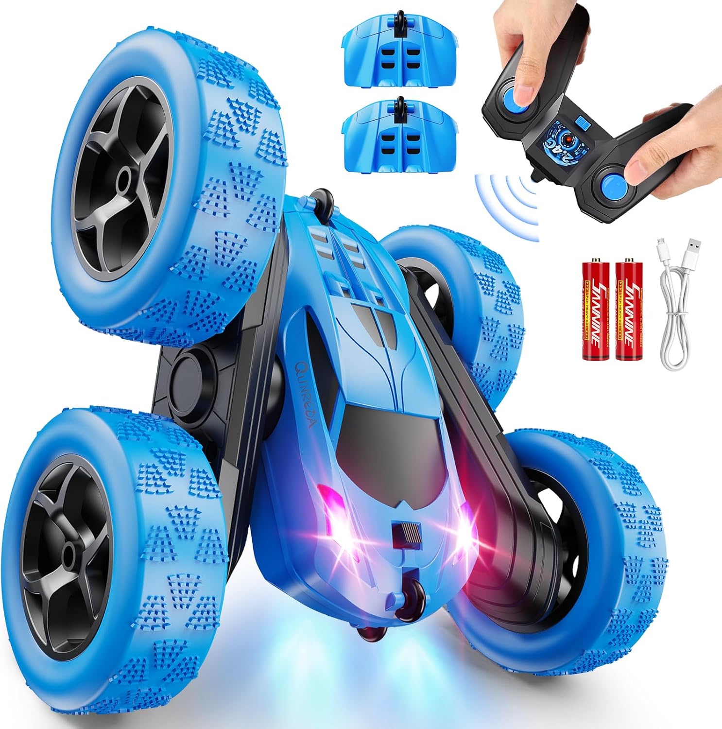 360° RC Stunt Car – 4WD Double-Sided Remote Control Racer with LED Headlights