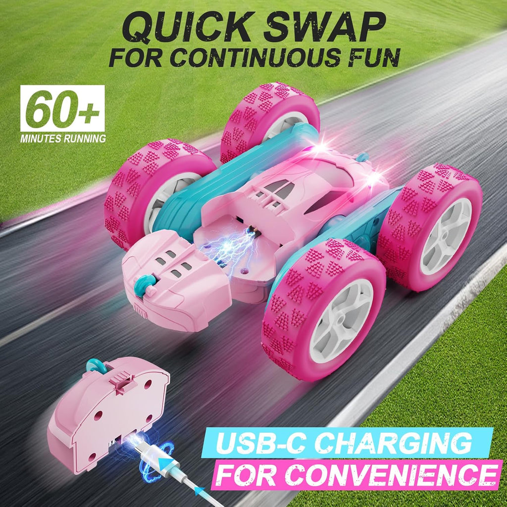 360° RC Stunt Car – 4WD Double-Sided Remote Control Racer with LED Headlights