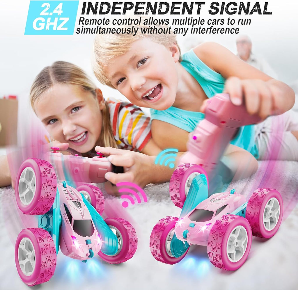 360° RC Stunt Car – 4WD Double-Sided Remote Control Racer with LED Headlights