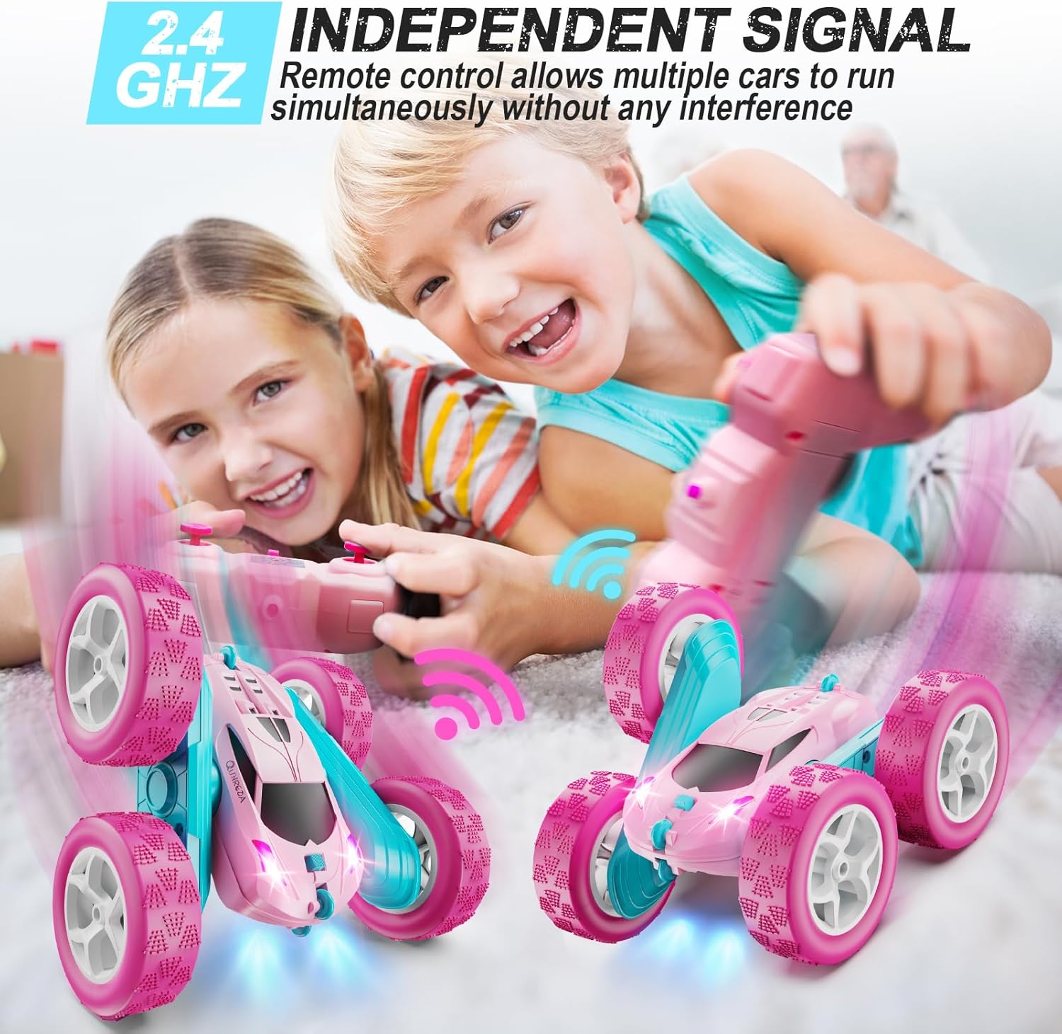 360° RC Stunt Car – 4WD Double-Sided Remote Control Racer with LED Headlights
