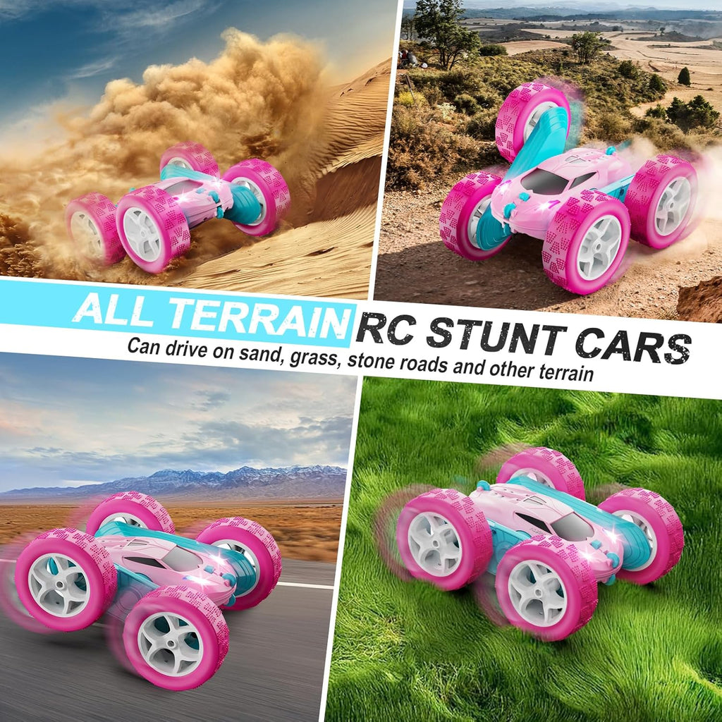 360° RC Stunt Car – 4WD Double-Sided Remote Control Racer with LED Headlights