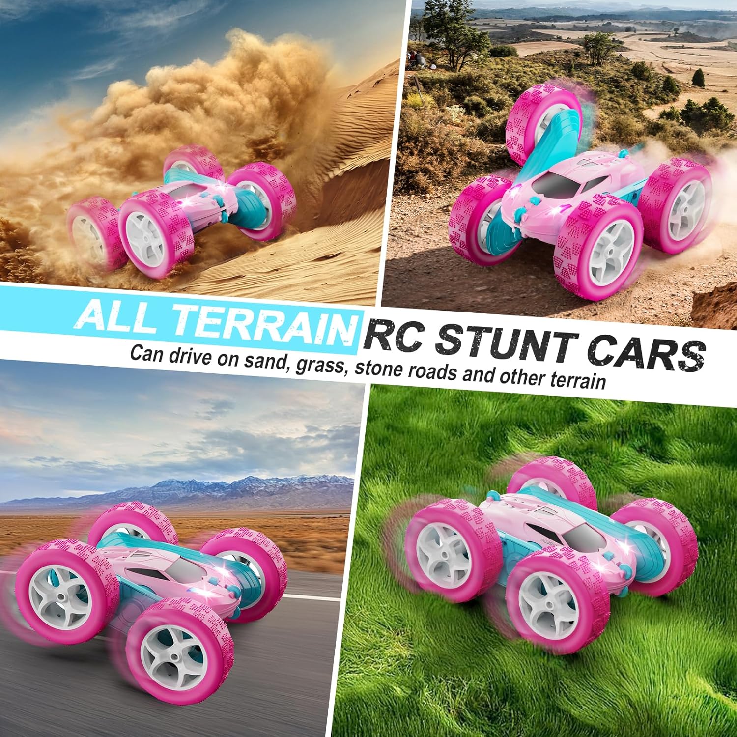 360° RC Stunt Car – 4WD Double-Sided Remote Control Racer with LED Headlights