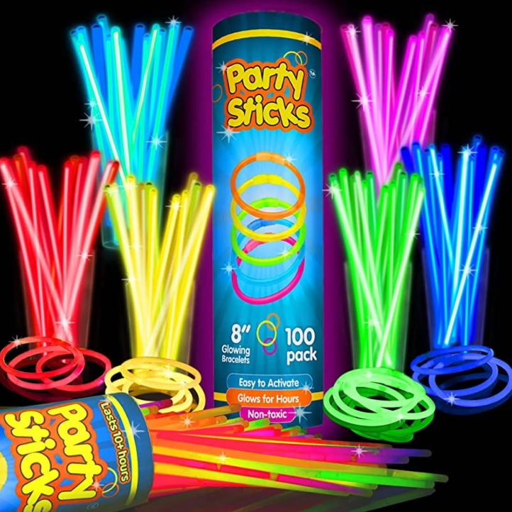 PartySticks™ Glow Sticks Party Pack – 100PCS 8-Inch Glow-in-the-Dark Light-Up Sticks for Parties, Festivals & Events