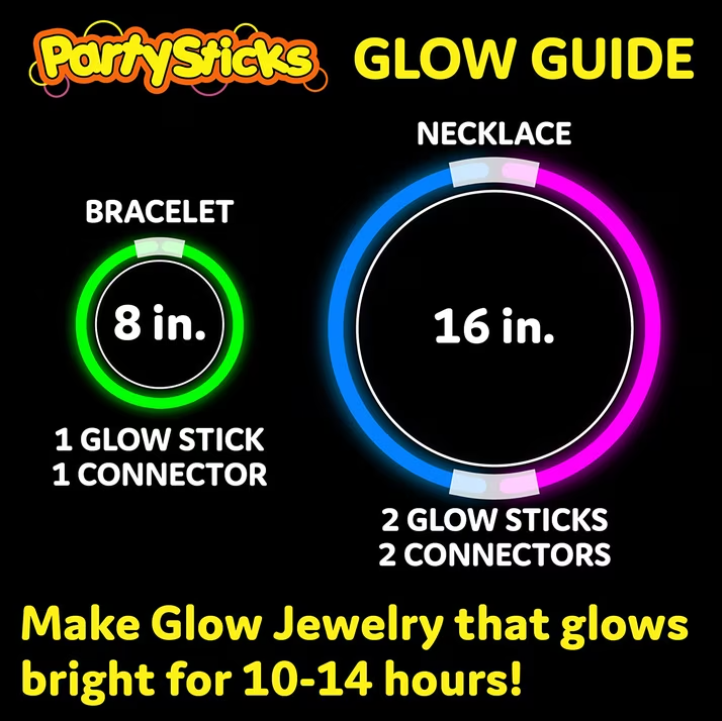 PartySticks™ Glow Sticks Party Pack – 100PCS 8-Inch Glow-in-the-Dark Light-Up Sticks for Parties, Festivals & Events