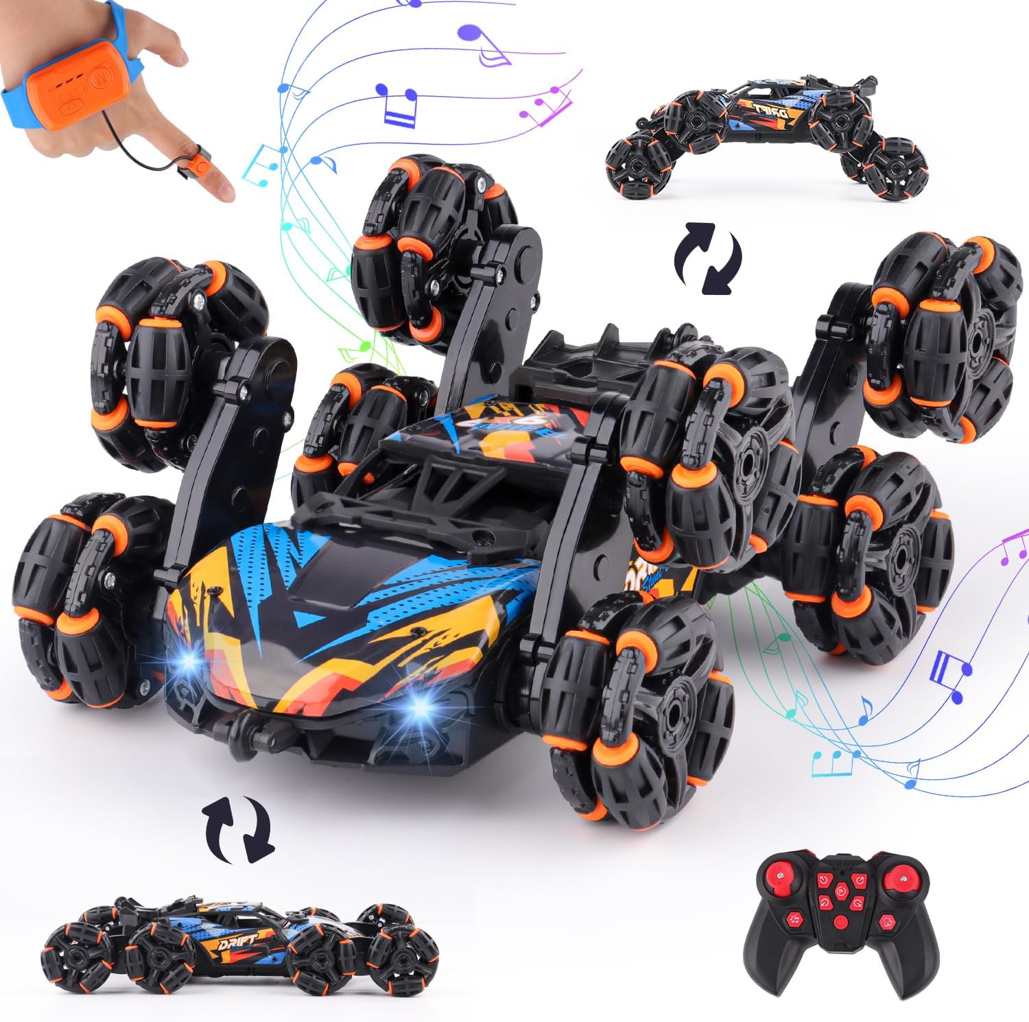 8-Wheel Hand Controlled RC Stunt Car with Gesture Sensing Remote Control