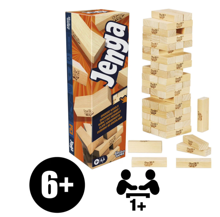 Jenga® Classic Stacking Tower Game – Wooden Block Balance Challenge with Multiple Ways to Play