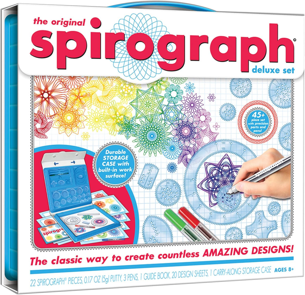 Spirograph® Deluxe Spiral Art Drawing Kit – Creative Design Set for Kids with Wheels, Pens & Patterns