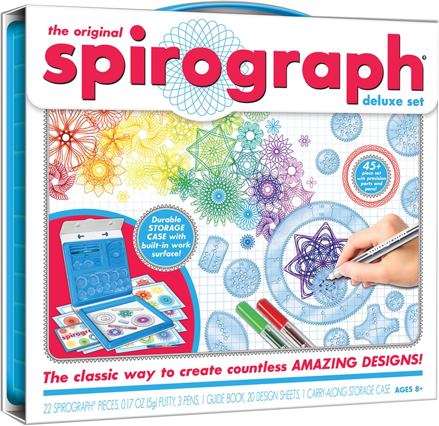 Spirograph® Deluxe Spiral Art Drawing Kit – Creative Design Set for Kids with Wheels, Pens & Patterns
