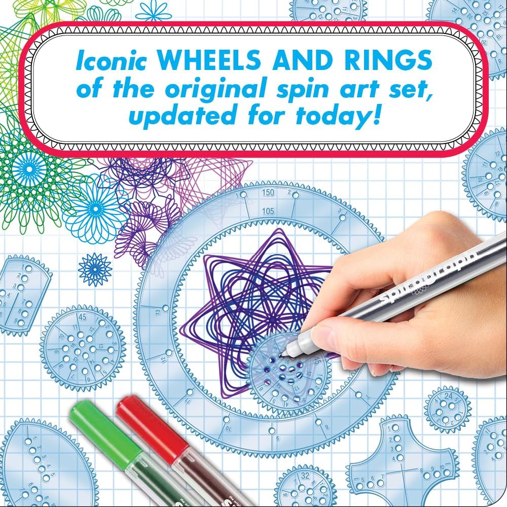 Spirograph® Deluxe Spiral Art Drawing Kit – Creative Design Set for Kids with Wheels, Pens & Patterns