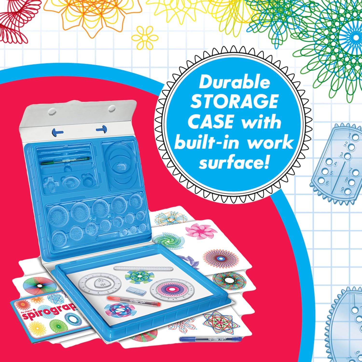 Spirograph® Deluxe Spiral Art Drawing Kit – Creative Design Set for Kids with Wheels, Pens & Patterns
