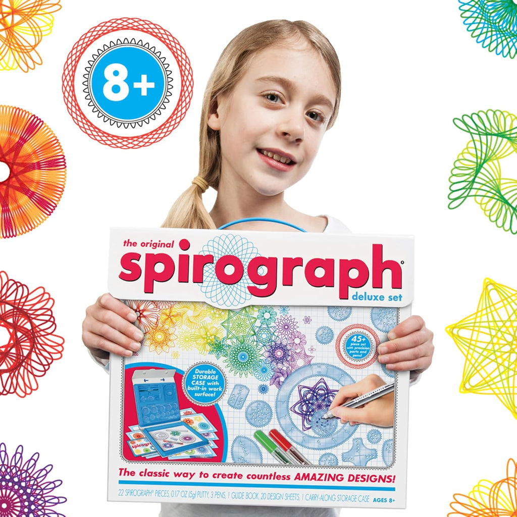 Spirograph® Deluxe Spiral Art Drawing Kit – Creative Design Set for Kids with Wheels, Pens & Patterns