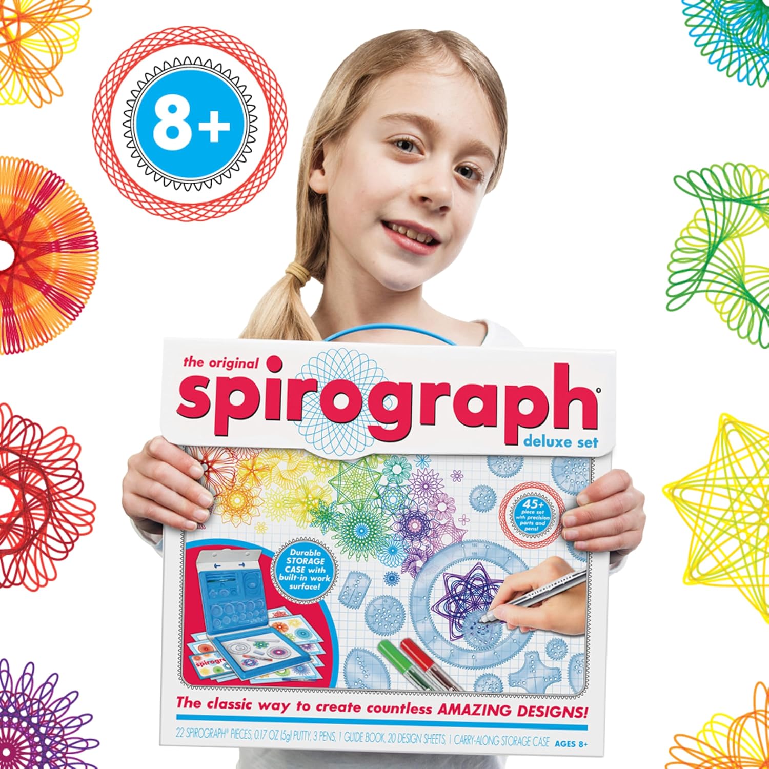 Spirograph® Deluxe Spiral Art Drawing Kit – Creative Design Set for Kids with Wheels, Pens & Patterns