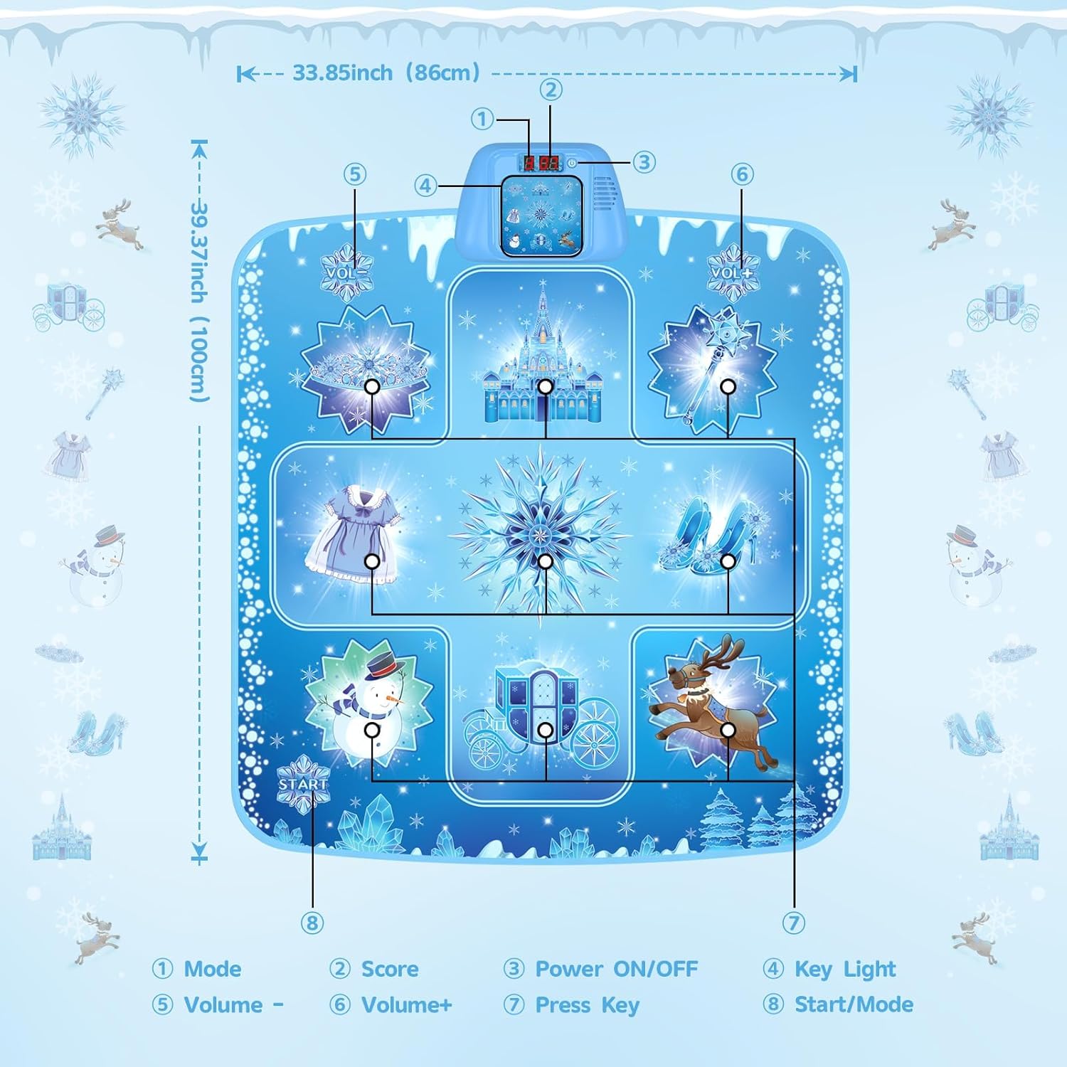 Frozen Dance Mat Rhythm Step Play Mat for Kids – Musical Dancing Game Toy
