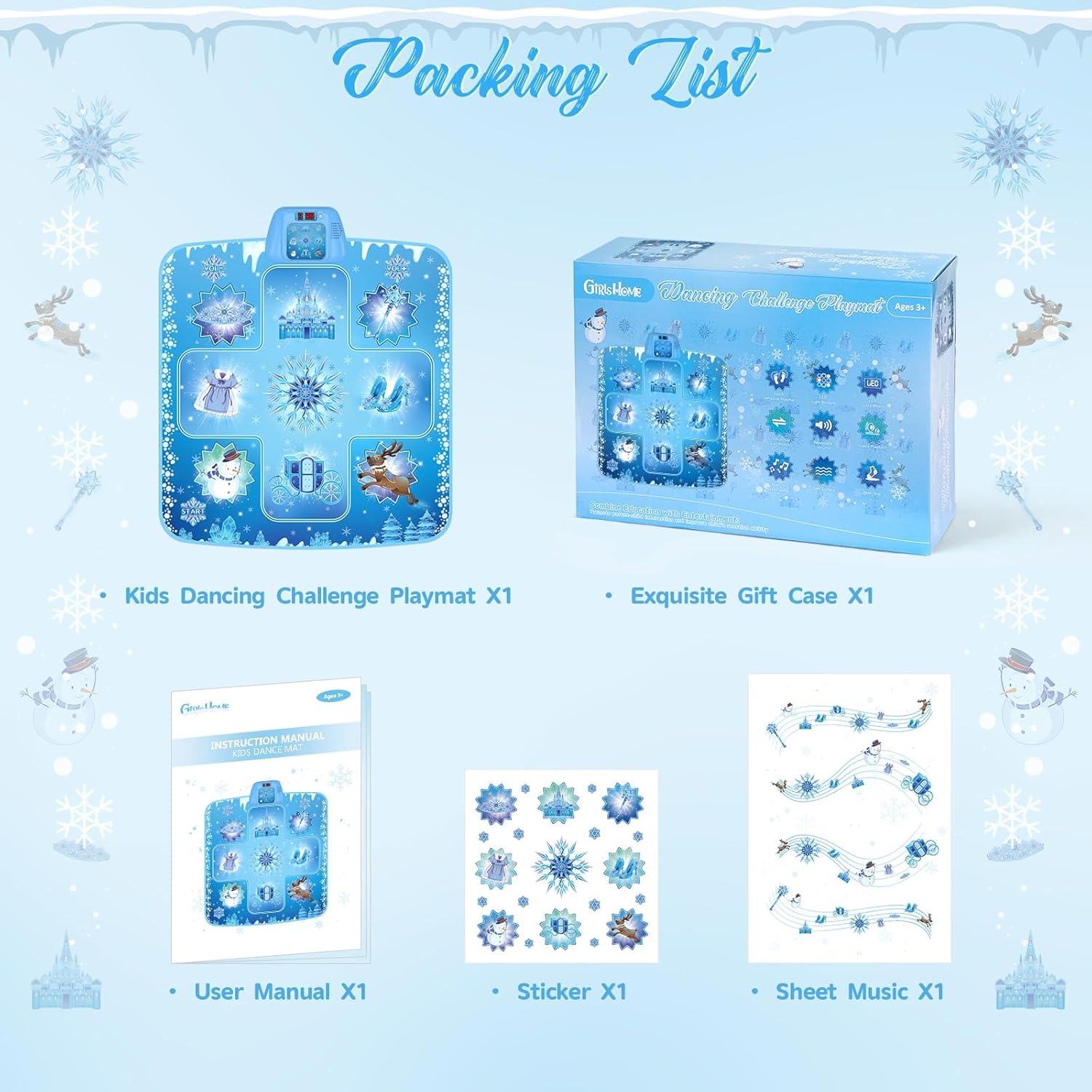 Frozen Dance Mat Rhythm Step Play Mat for Kids – Musical Dancing Game Toy