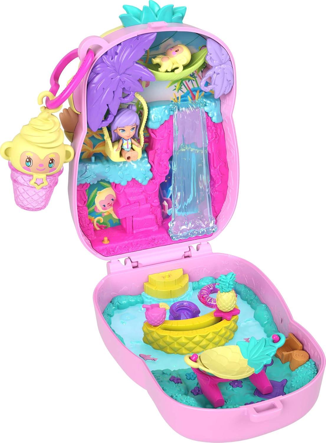 Polly Pocket™ Pineapple Monkey Compact Playset – Mini Dolls & Portable Surprise Adventure Set
