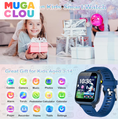 Kids Smart Watch with 24 Puzzle Games, HD Touch Screen, Camera, Music Player, Pedometer, Alarm Clock & Flashlight