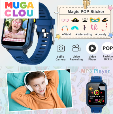 Kids Smart Watch with 24 Puzzle Games, HD Touch Screen, Camera, Music Player, Pedometer, Alarm Clock & Flashlight