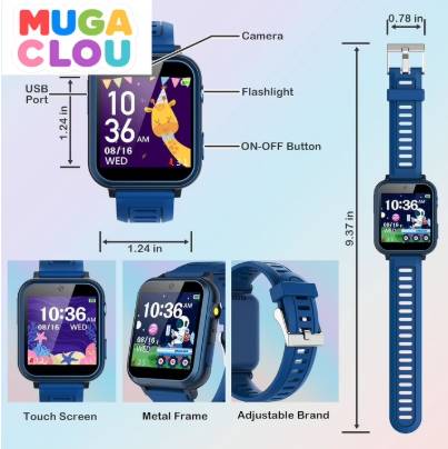 Kids Smart Watch with 24 Puzzle Games, HD Touch Screen, Camera, Music Player, Pedometer, Alarm Clock & Flashlight