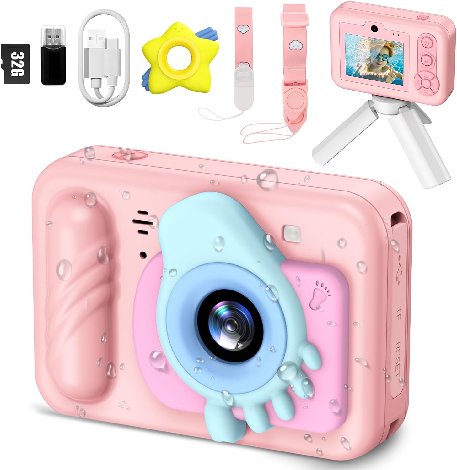 Kids Underwater Camera – IP68 Waterproof Digital Camera, 48MP Dual Lens, 1080P HD Video Recorder
