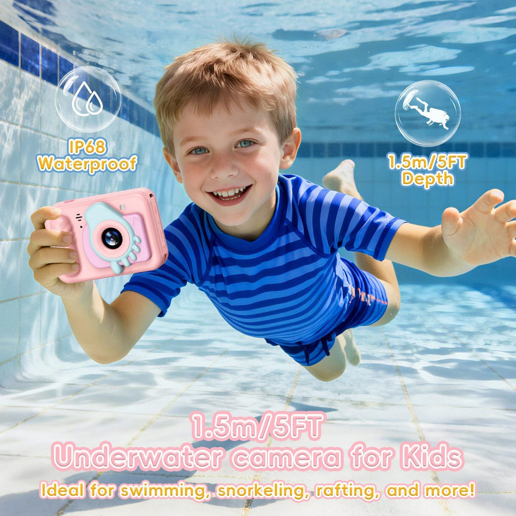 Kids Underwater Camera – IP68 Waterproof Digital Camera, 48MP Dual Lens, 1080P HD Video Recorder