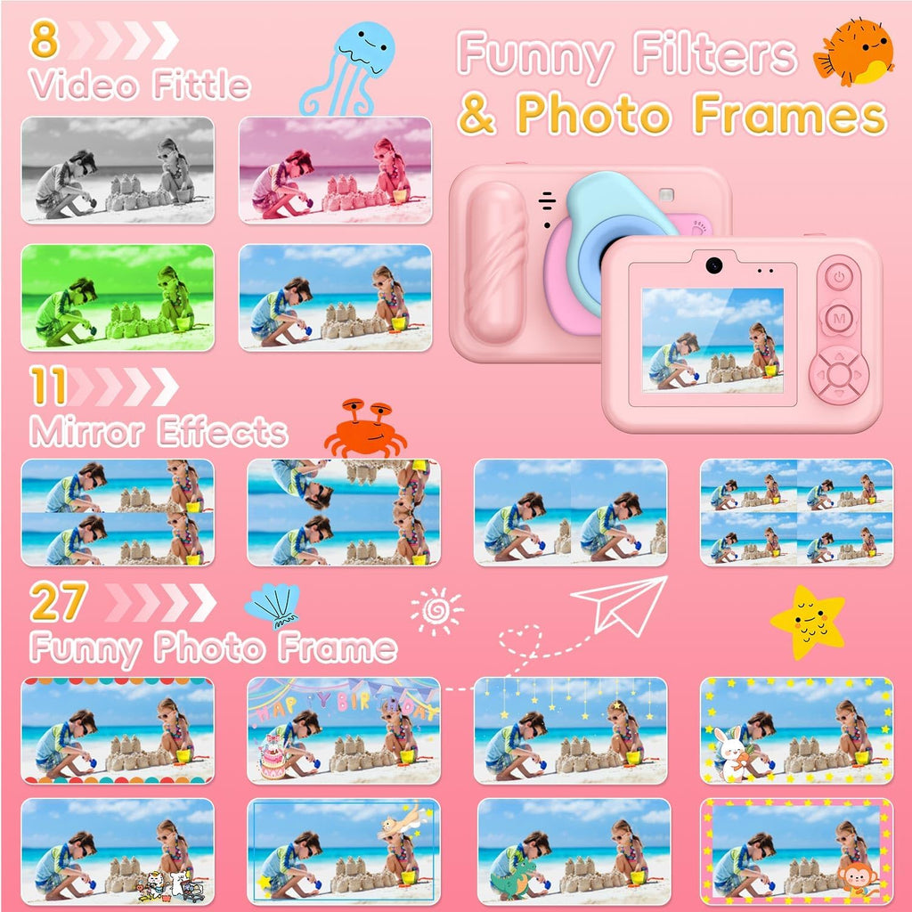 Kids Underwater Camera – IP68 Waterproof Digital Camera, 48MP Dual Lens, 1080P HD Video Recorder