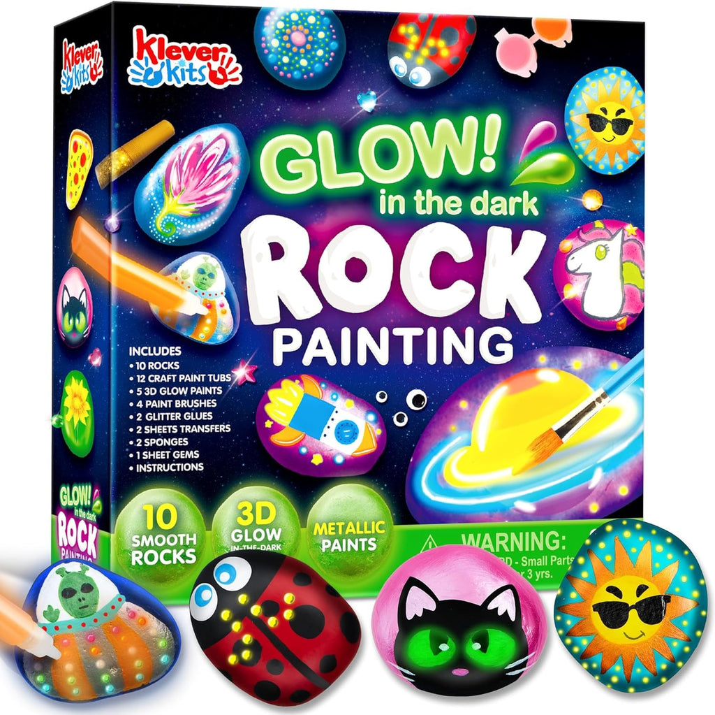 Glow in the Dark Rock Painting Kit for Kids – Creative Arts & Crafts Set