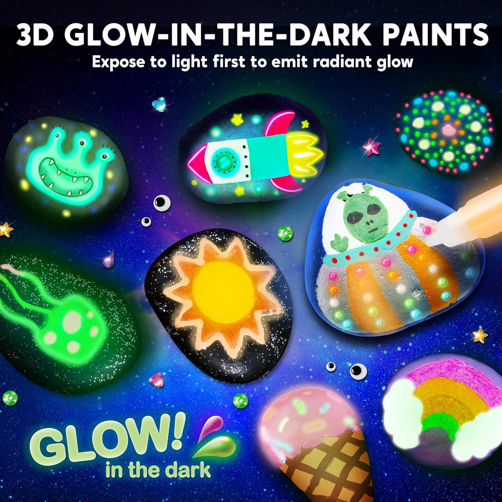 Glow in the Dark Rock Painting Kit for Kids – Creative Arts & Crafts Set