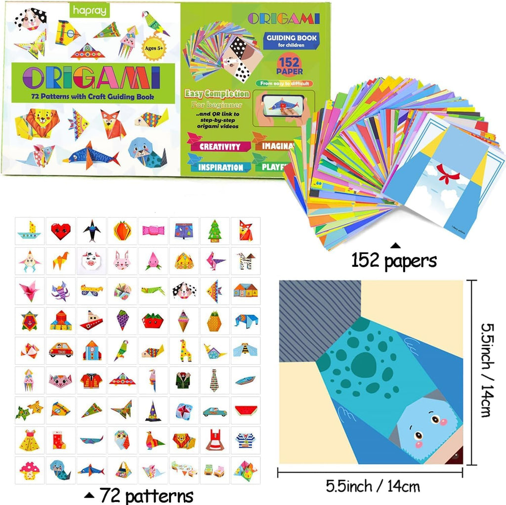 Origami Kit for Kids – 152 Sheets Paper with 72 Patterns, Beginner Paper Folding Craft Set