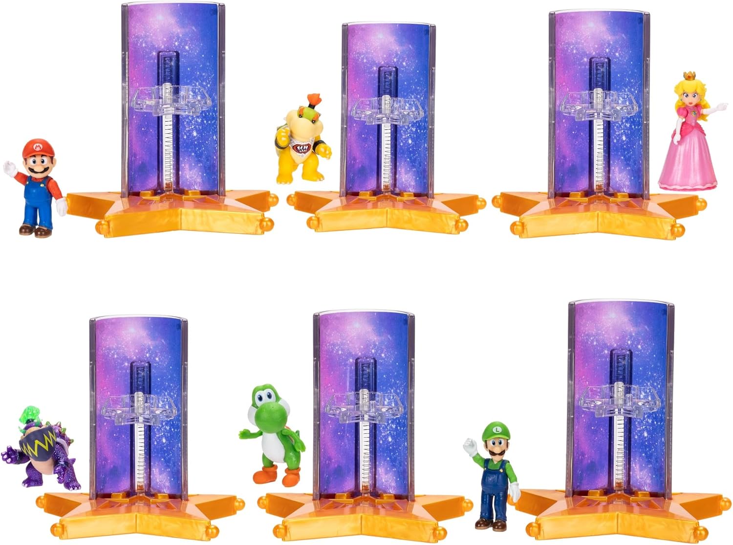 The Super Mario Galaxy Movie™ 1.5” Mini Figures 6-Pack – Collectible Action Figures with Star Launcher Accessory Set
