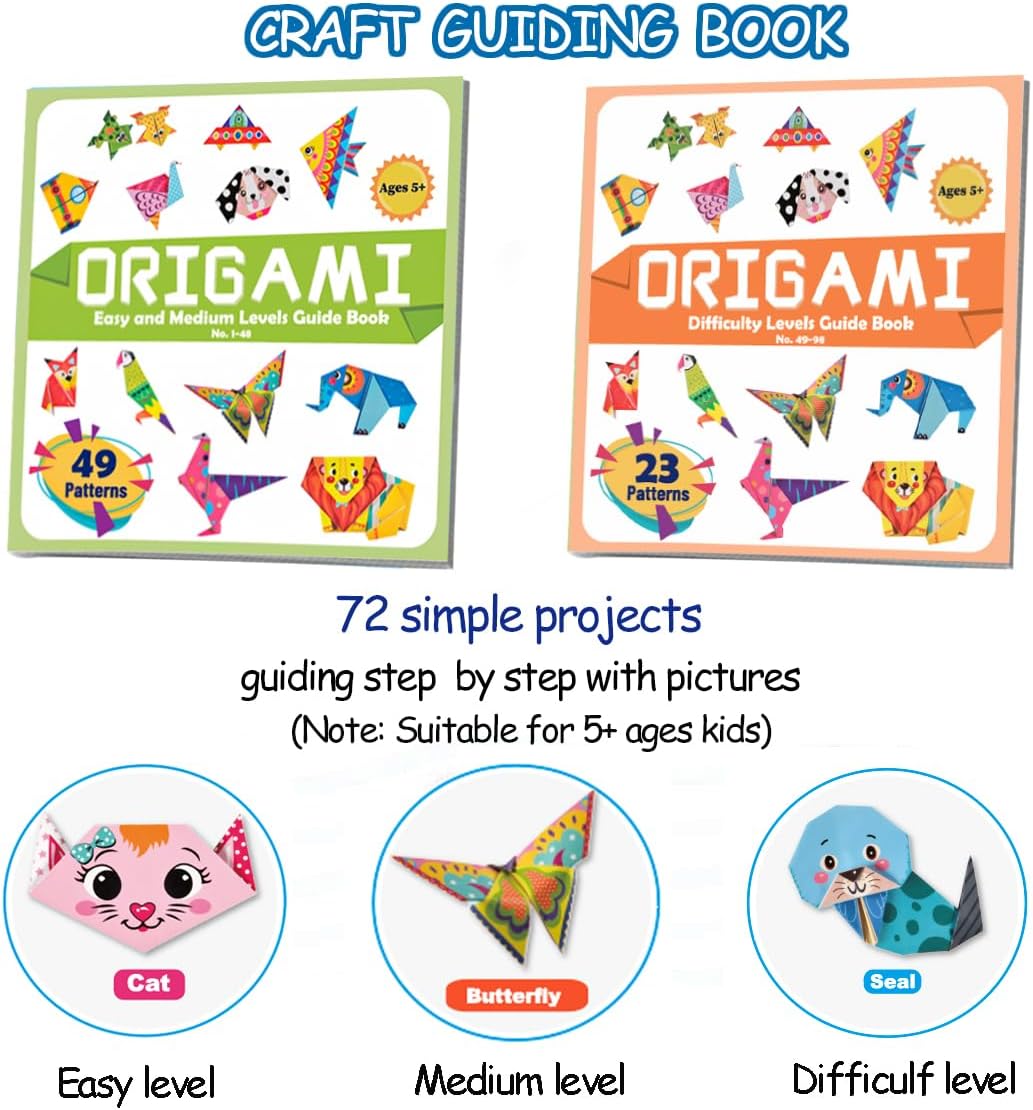 Origami Kit for Kids – 152 Sheets Paper with 72 Patterns, Beginner Paper Folding Craft Set
