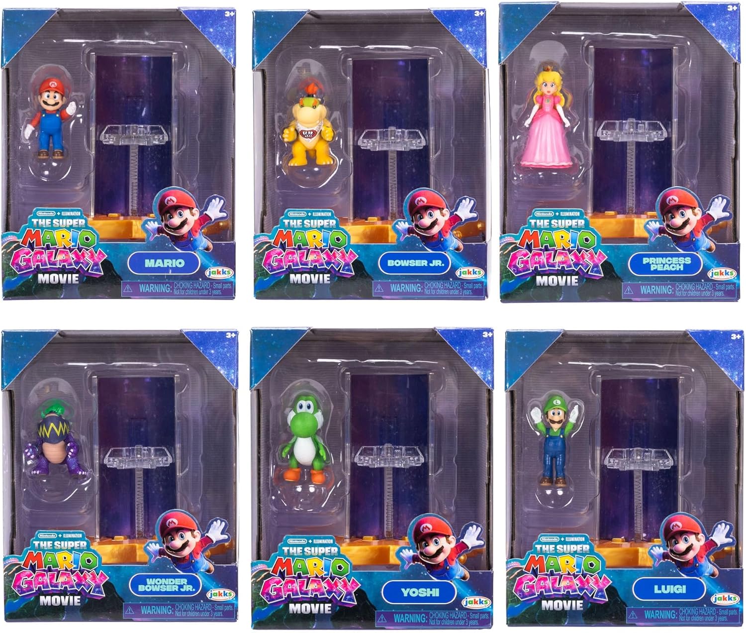 The Super Mario Galaxy Movie™ 1.5” Mini Figures 6-Pack – Collectible Action Figures with Star Launcher Accessory Set