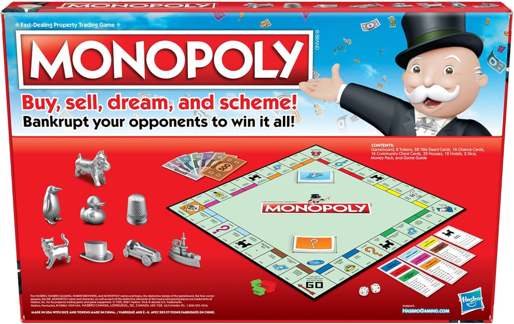Monopoly® Classic Board Game – Family Strategy Property Trading Game for Kids & Adults
